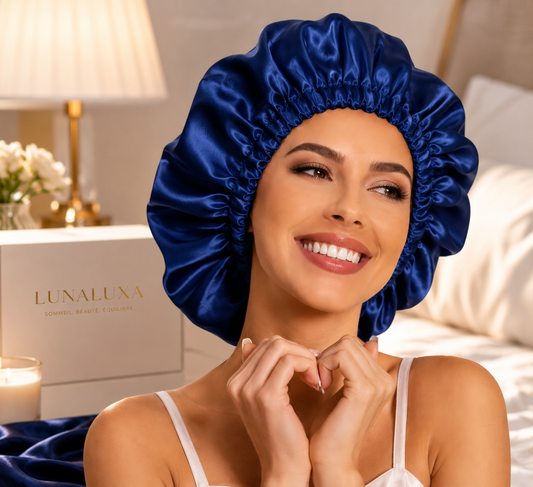 Bonnet de nuit en soie Bleu Nuit